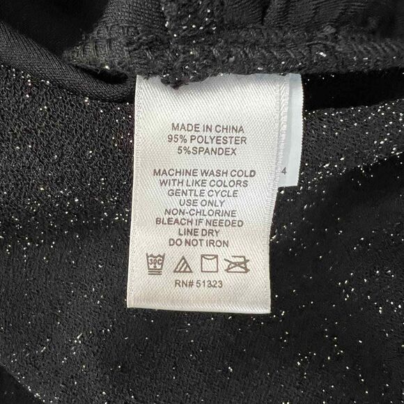 1 state black glitter print  top Cropped Textured Wrap Top long sleeve size M - Picture 7 of 16